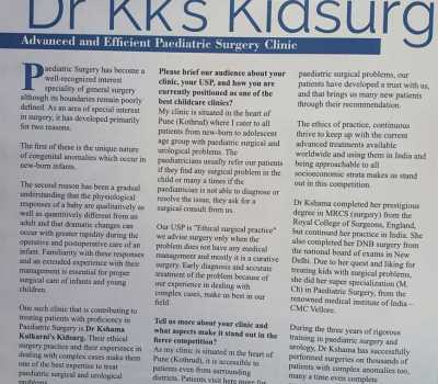 In Insights Success magazine featuring " India's Best Child Care Clinics "